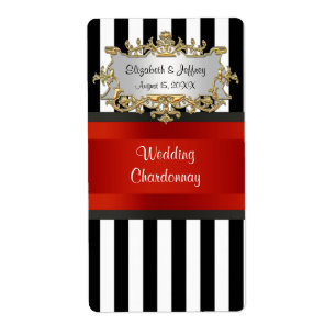 Black White Stripe Black Ribbon Vin-etikett Fraktsedel