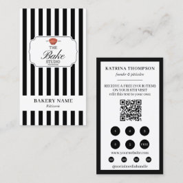 Black White Stripes Bakery Logo Loyalty Punch Visitkort