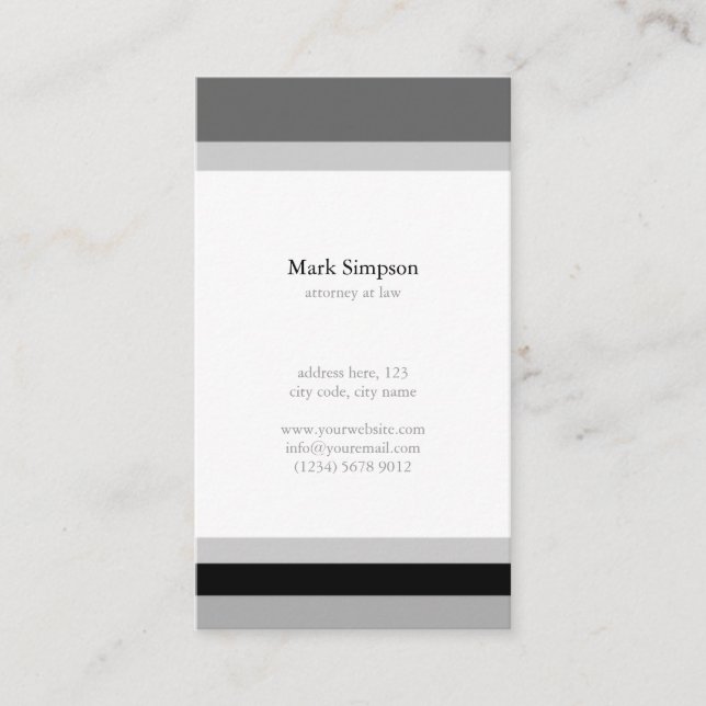 Black white stripes elegant minimal masculine card visitkort (Framsida)