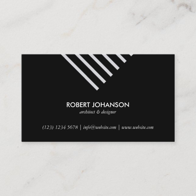 Black white stripes minimalist professional classy visitkort (Framsida)