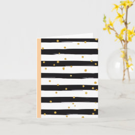 Black White Stripes with Gold Confetti Pattern Kort