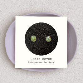 Black White Stud Earring Visning Fyrkantigt Visitkort