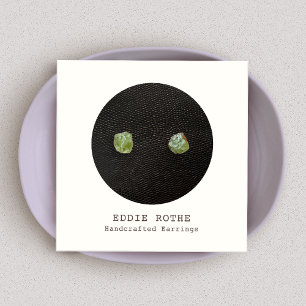 Black White Stud Earring Visning Fyrkantigt Visitkort