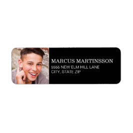 Black White Studenten Photo Returadress Etikett