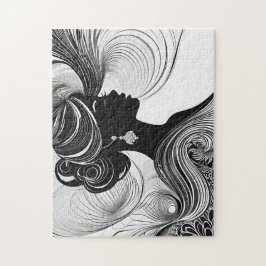 Black & White: Stunning African Woman Silhouette Pussel