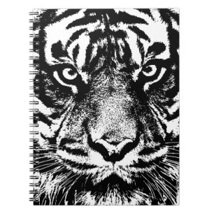 Black White Sumatran Borneo Tiger Öga Artwork Anteckningsbok
