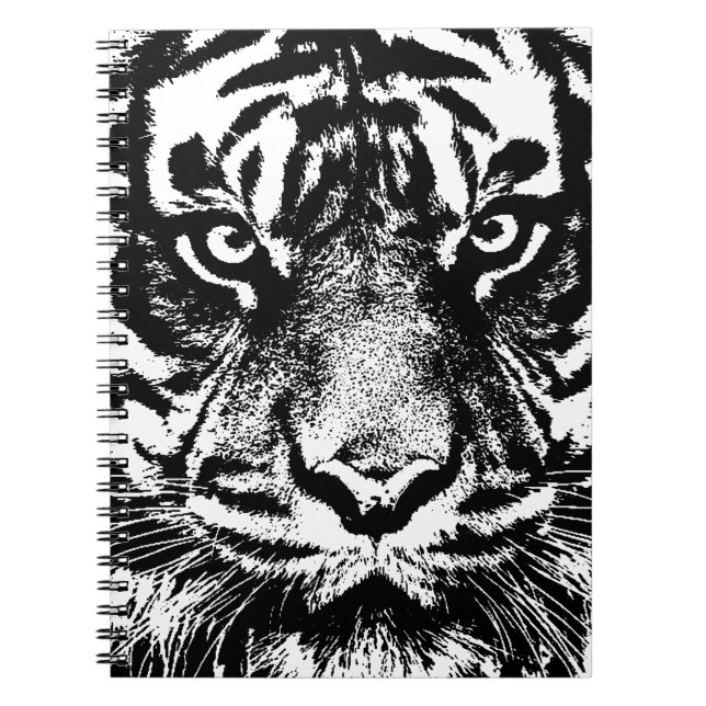 Black White Sumatran Borneo Tiger Öga Artwork Anteckningsbok (Framsidan)