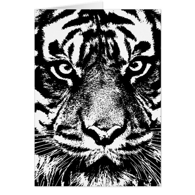 Black White Sumatran Borneo Tiger Öga Artwork Hälsningskort (Framsidan)