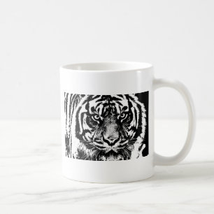 Black White Sumatran Borneo Tiger Öga Artwork Kaffemugg
