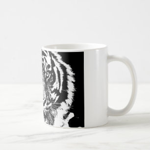 Black White Sumatran Borneo Tiger Öga Artwork Kaffemugg