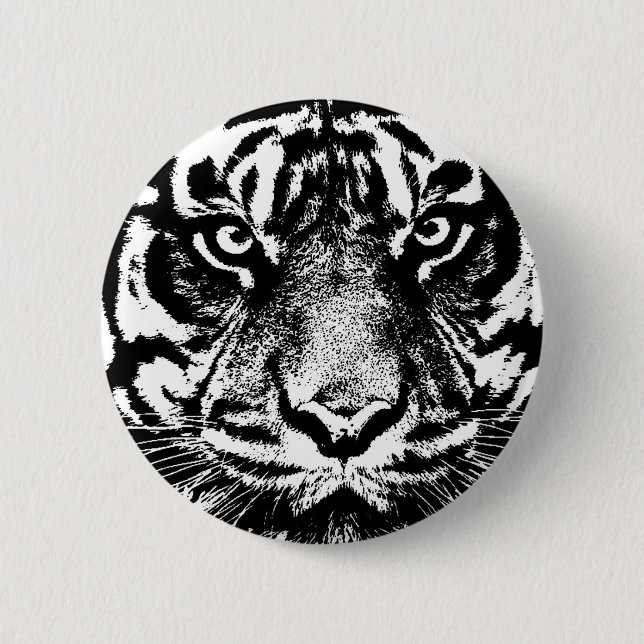 Black White Sumatran Borneo Tiger Öga Artwork Knapp (Framsida)