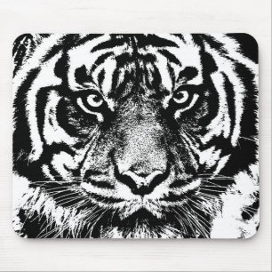 Black White Sumatran Borneo Tiger Öga Artwork Musmatta