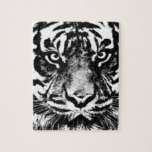Black White Sumatran Borneo Tiger Öga Artwork Pussel