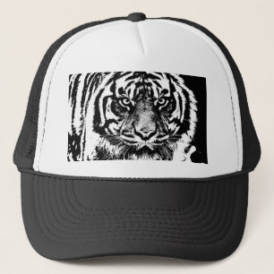 Black White Sumatran Borneo Tiger Öga Artwork Truckerkeps
