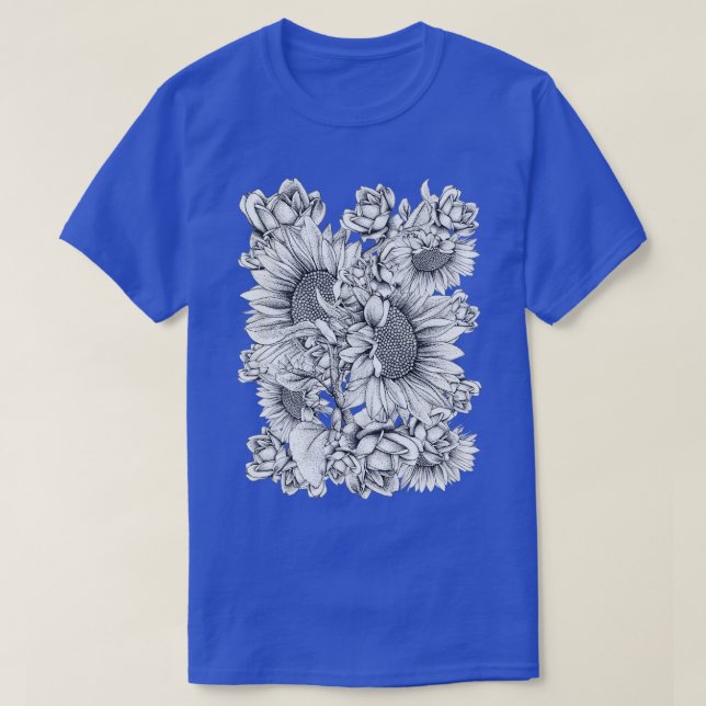 Black White SunFlowers och Ro T Shirt (Design framsida)