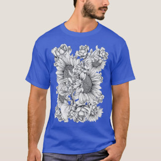 Black White SunFlowers och Ro T Shirt