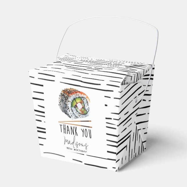 Black White Sushi Vuxen Birthday Presentaskar (Framsidan Sidan)