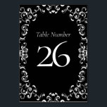 Black & White Swirl Gothic Bröllop Bordsnummer<br><div class="desc">Vår vackra virvelformade utformning ger ett modernt inslag till denna insamling av lila och svart godis bröllop. Perfekt för en mörk som temat bröllop eller Halloween-affär.</div>