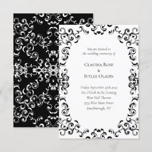 Black & White Swirl Gothic Bröllop Inbjudningar