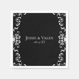 Black & White Swirl Gothic Bröllop Pappersservett