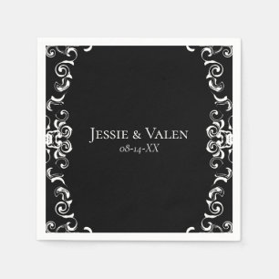 Black & White Swirl Gothic Bröllop Pappersservett