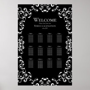 Black & White Swirl Gothic Bröllop Poster