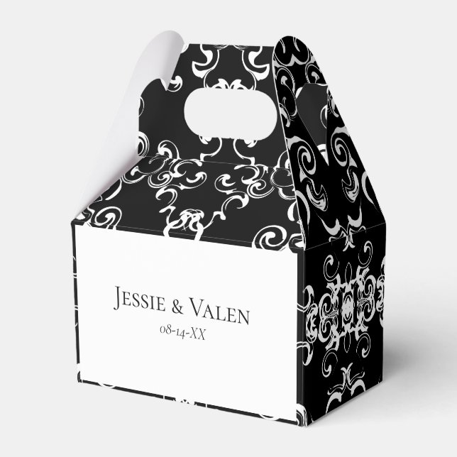 Black & White Swirl Gothic Bröllop Presentaskar (Framsidan Sidan)
