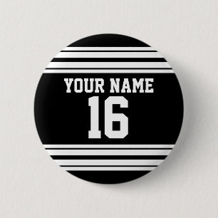 Black White Team Jersey Anpassningsbar Number Namn Knapp