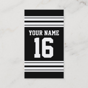 Black White Team Jersey Anpassningsbar Number Namn Visitkort