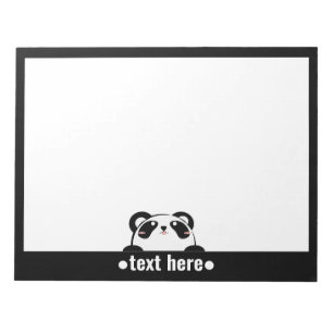 Black White Tecknad Panda Cute NAMN Anteckningsblock