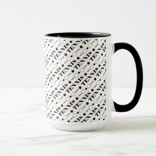 Black & White Tennis Sport Typography Mönster Mug Mugg