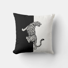 Black White Tiger Kudde
