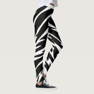 Black White Tiger Rand Mönster Leggings