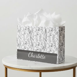 Black White Toile Floral Custom Name