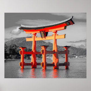 Black White Torii Grind Padoga Japan Bild Poster