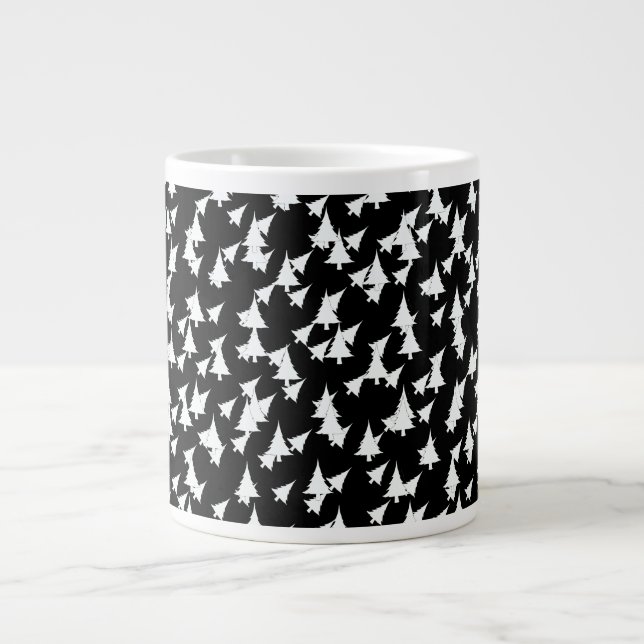 Black White Träd Jumbo Mugg (Framsidan)