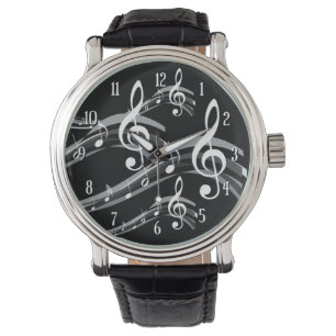 Black & White Treble Clef Armbandsur