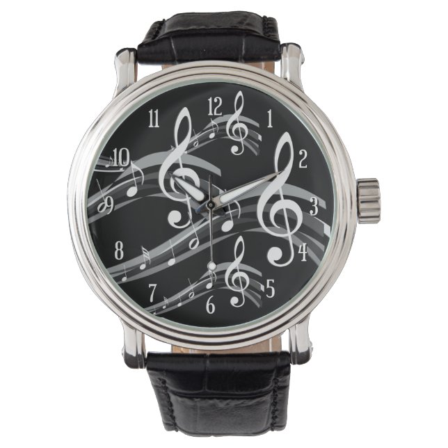 Black & White Treble Clef Armbandsur (Framsida)