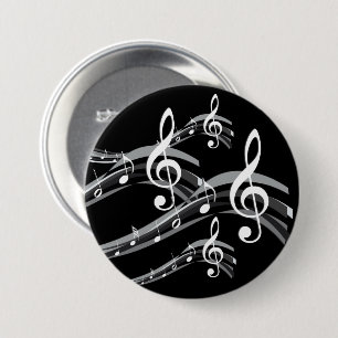 Black & White Treble Clef Knapp
