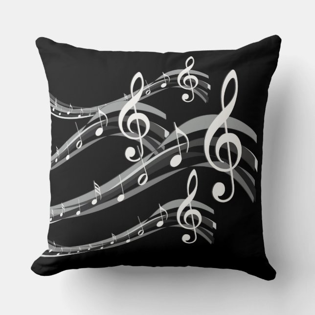 Black & White Treble Clef Kudde (Framsida)