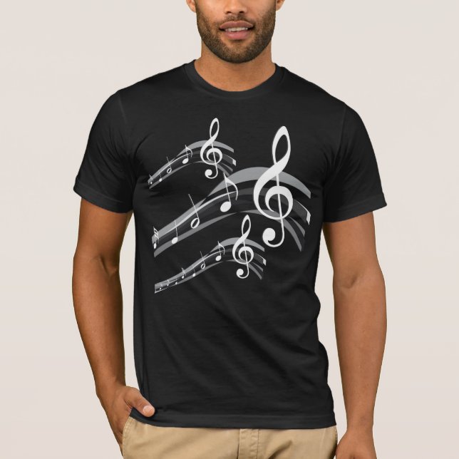 Black & White Treble Clef T Shirt (Framsida)