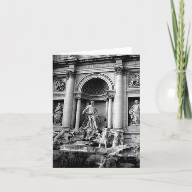 Black White Trevi Fountain Rome Travel Photography Helgkort (Framsida)