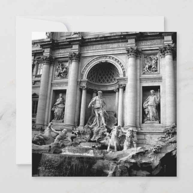 Black White Trevi Fountain Rome Travel Photography Julkort (Framsida)