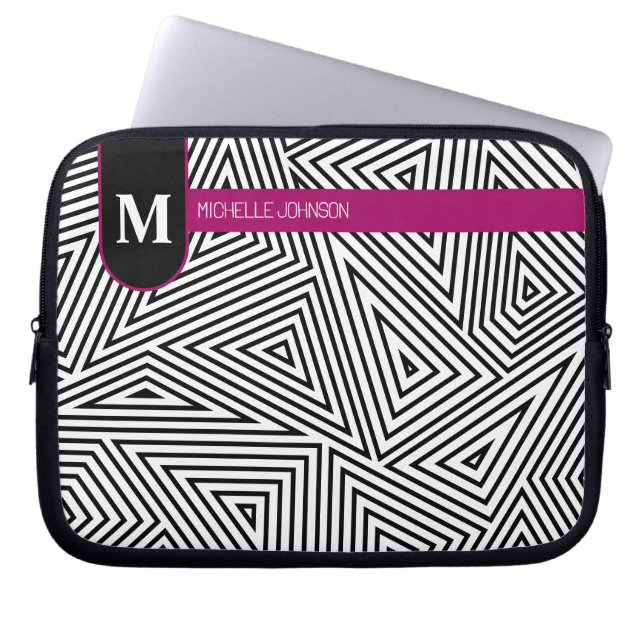 Black White Triangle Pattern Laptop Case Laptop Fodral (Framsidan)
