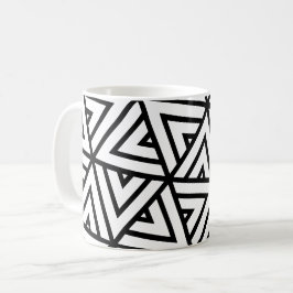 Black White Triangles Hexagons Monokrome Mönster Kaffemugg