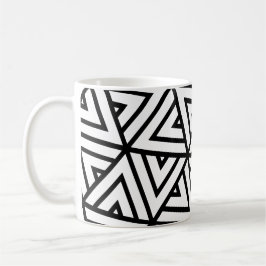 Black White Triangles Hexagons Monokrome Mönster Kaffemugg