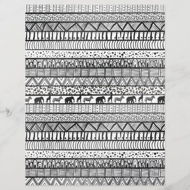 Black White Tribal African Mönster Brevhuvud (Framsida)