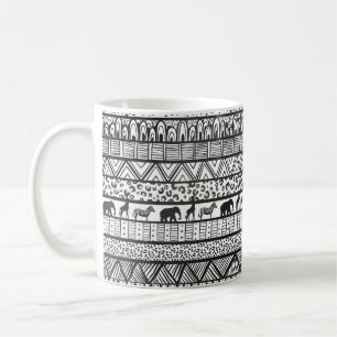 Black White Tribal African Mönster Kaffemugg