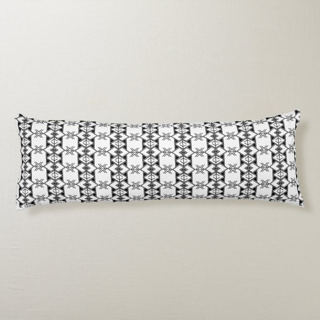 Black & White Tribal Geometric  Kroppskudde (Baksidan)