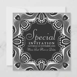 Black White Tribal Goddess Art Party-inbjudan Inbjudningar